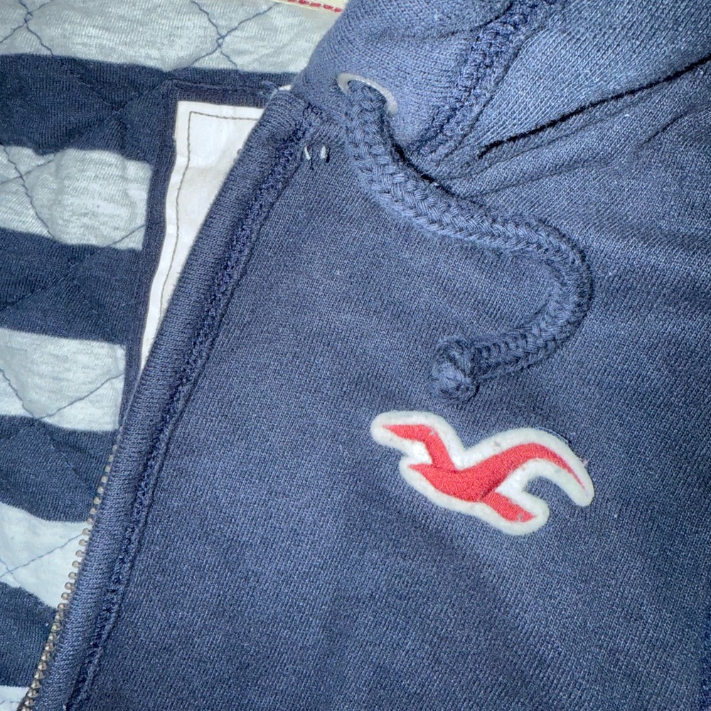 Hollister Navy Hoodie with Striped Hood - Picture 3 of 4
